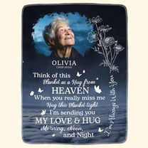 Think Of This Blanket As A Hug From Heaven - Personalized Photo Blanket