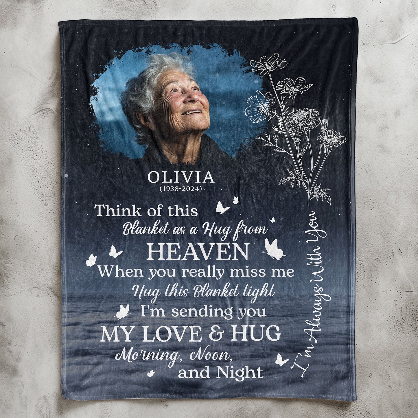 Think Of This Blanket As A Hug From Heaven - Personalized Photo Blanket