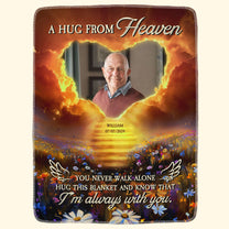 Think Of This Blanket As A Hug From Me From Heaven - Personalized Photo Blanket