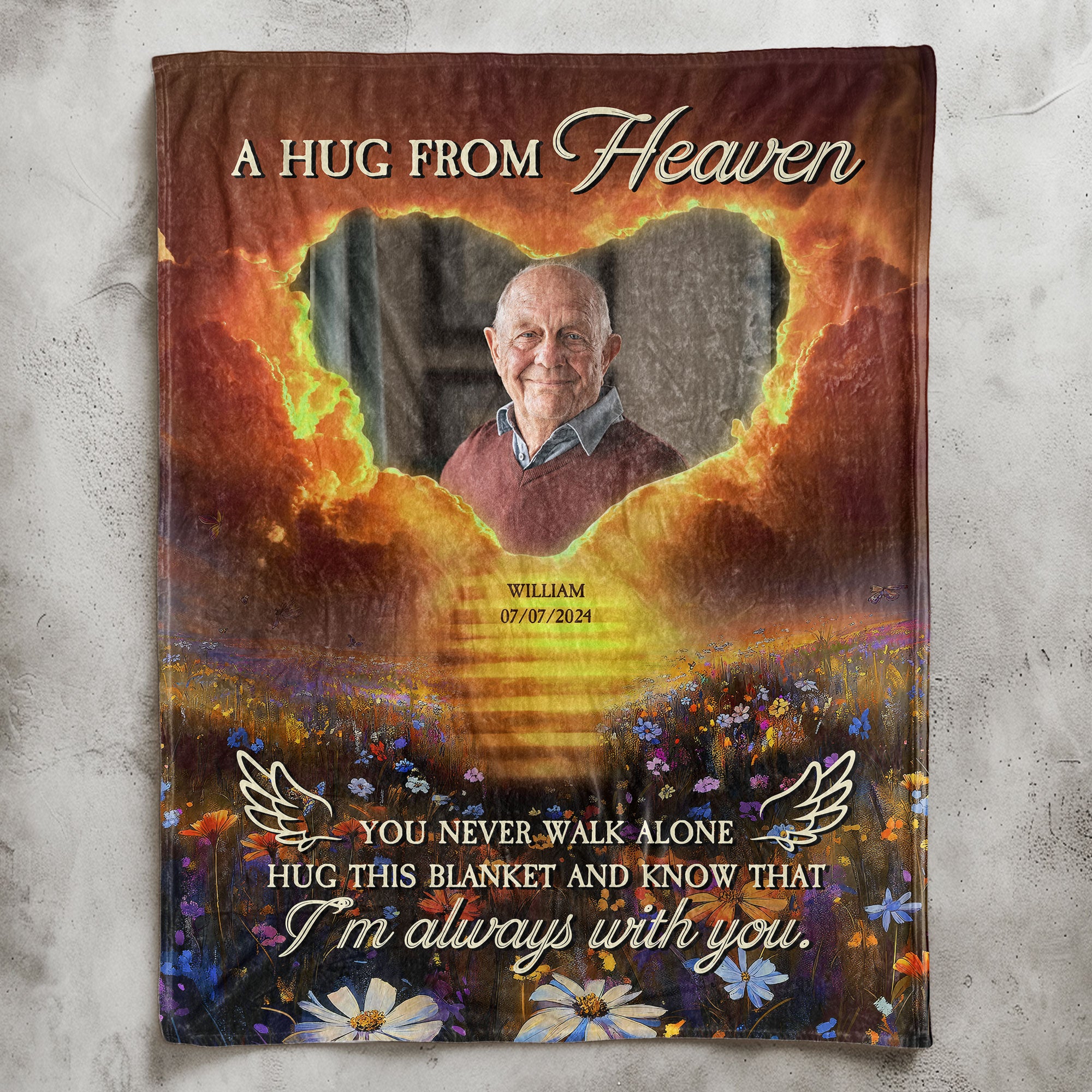 Think Of This Blanket As A Hug From Me From Heaven - Personalized Photo Blanket