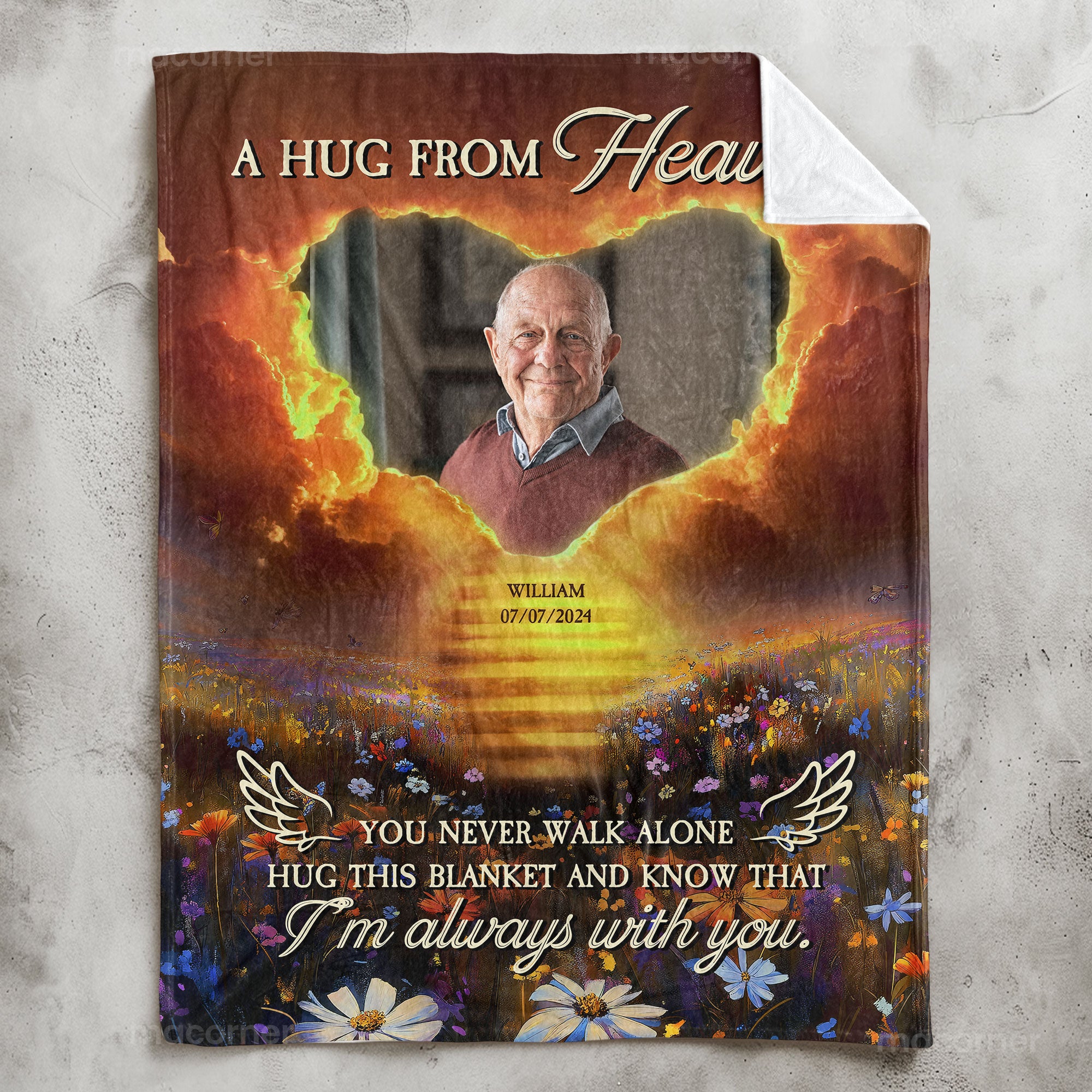 Think Of This Blanket As A Hug From Me From Heaven - Personalized Photo Blanket