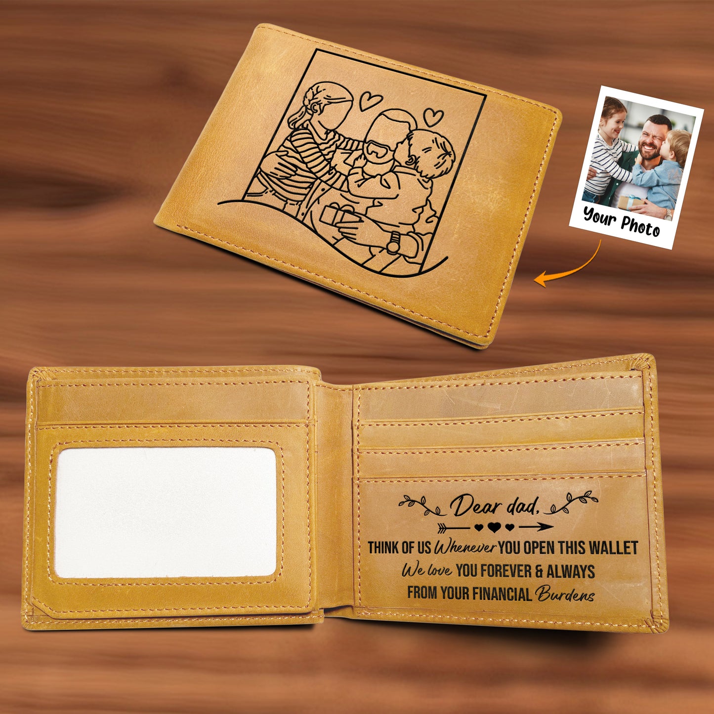 Think Of Us Whenever You Open This Wallet - Personalized Photo Leather Wallet