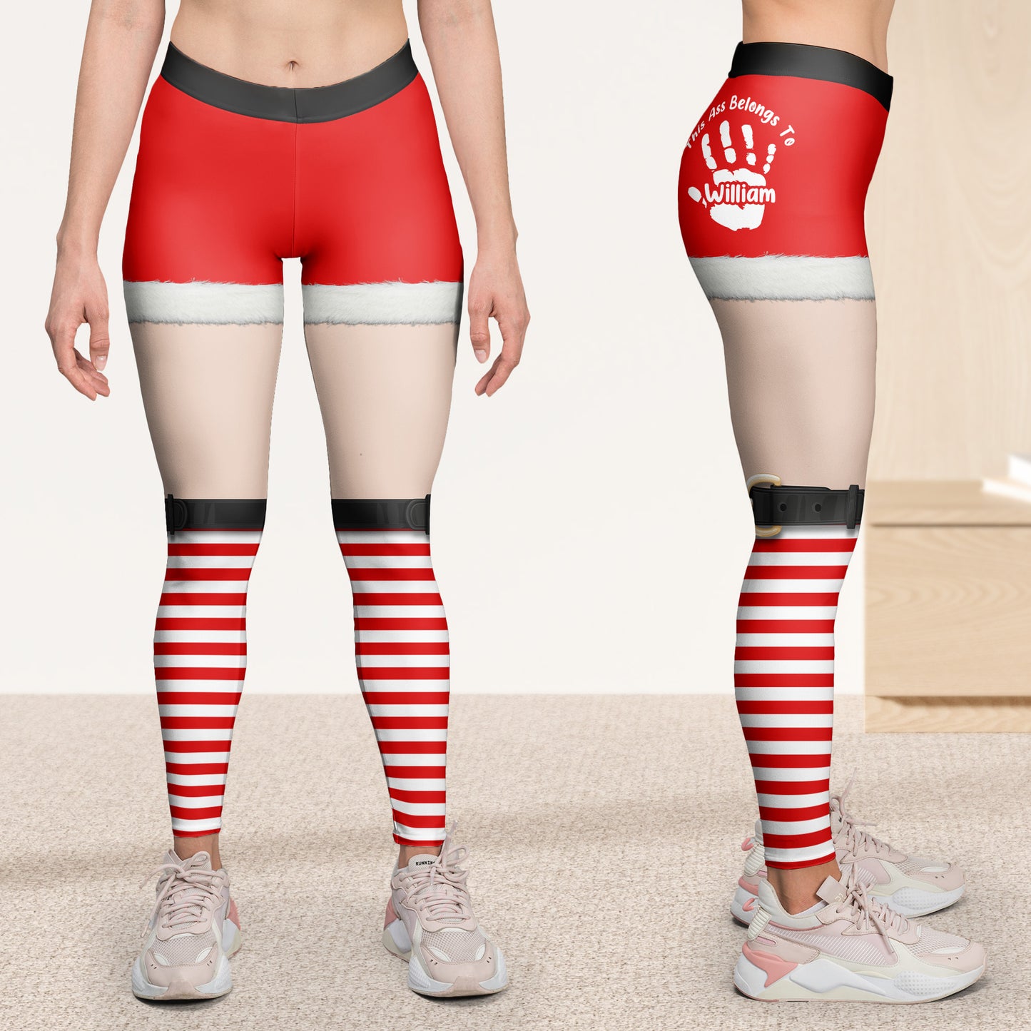 This A$$ Belongs To Funny Christmas Elf - Personalized Leggings