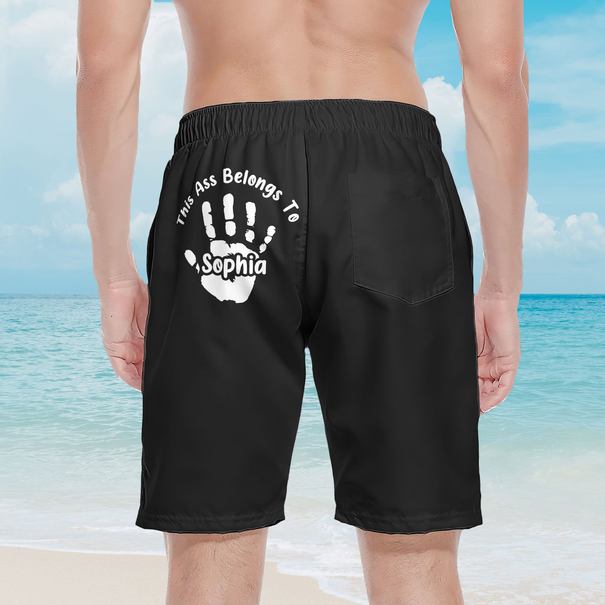 This A$$ Belongs To - Naughty Gifts For Husband - Personalized Men's Beach Shorts