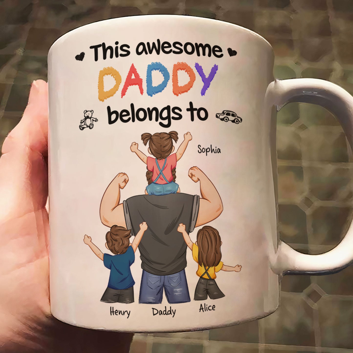 This Awesome Dad Belongs To Us - Personalized Mug