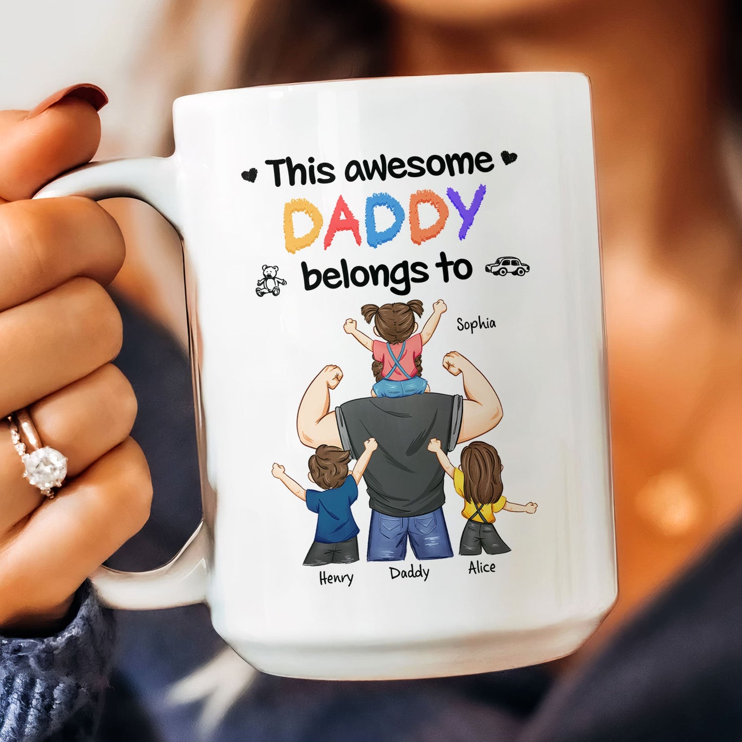 This Awesome Dad Belongs To Us - Personalized Mug