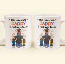 This Awesome Dad Belongs To Us - Personalized Mug