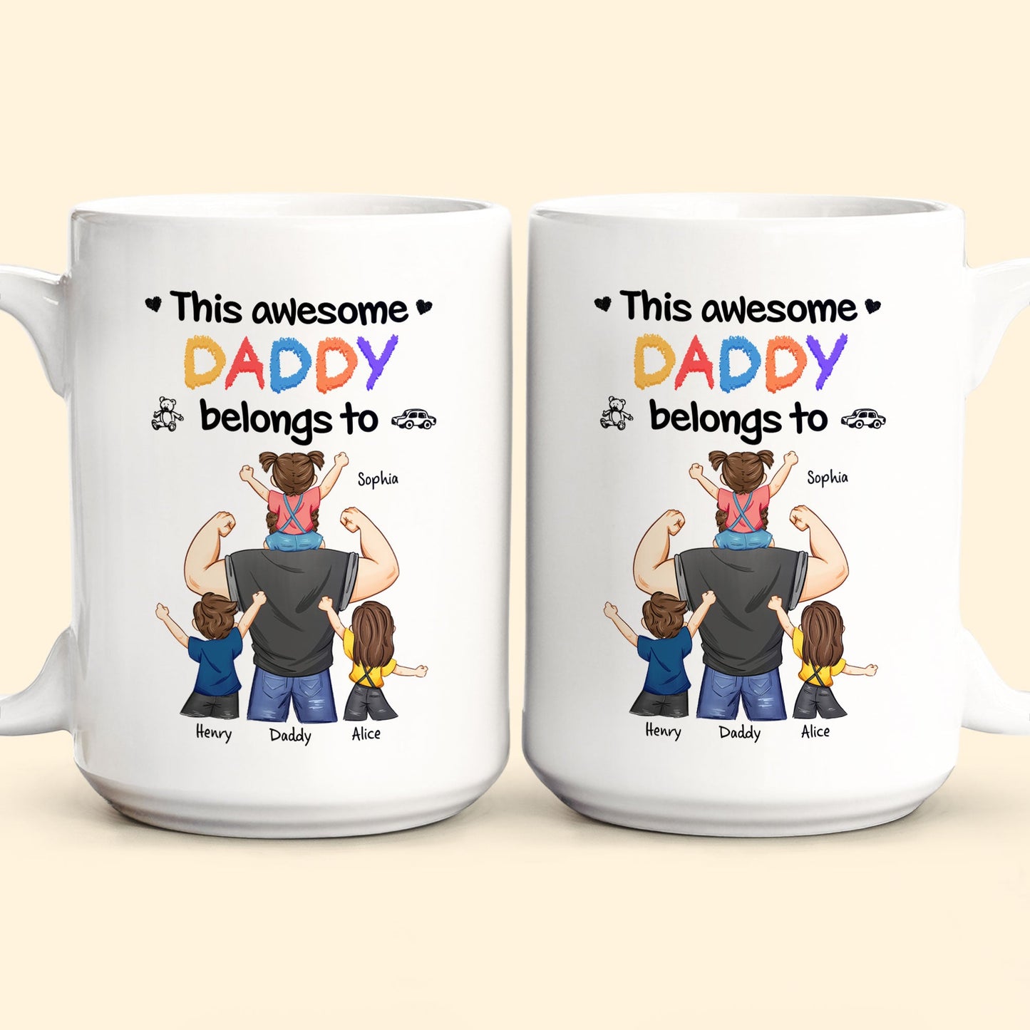 This Awesome Dad Belongs To Us - Personalized Mug