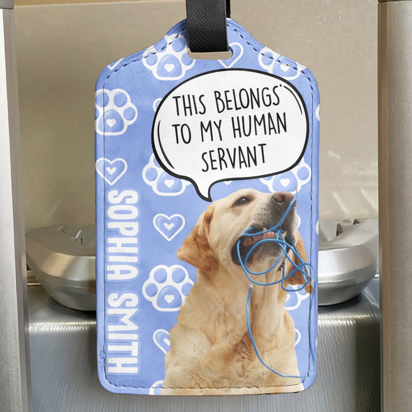 This Belongs To My Human Servant - Personalized Photo Luggage Tag
