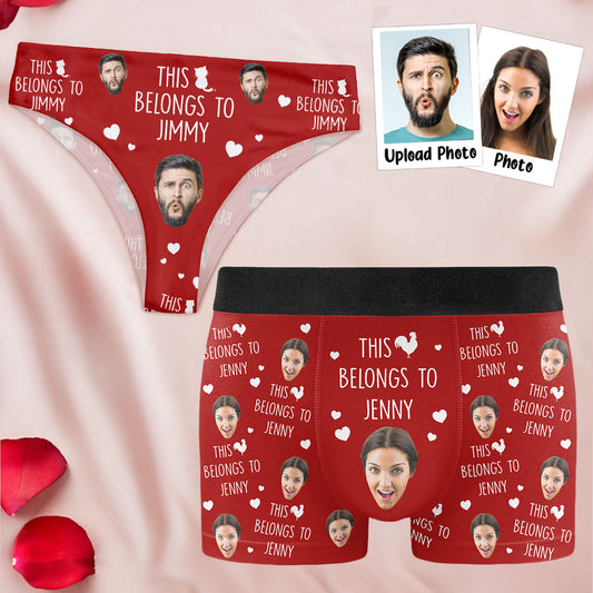 This Belongs To Naughty Gift For Couples - Personalized Photo Couple Matching Underwear