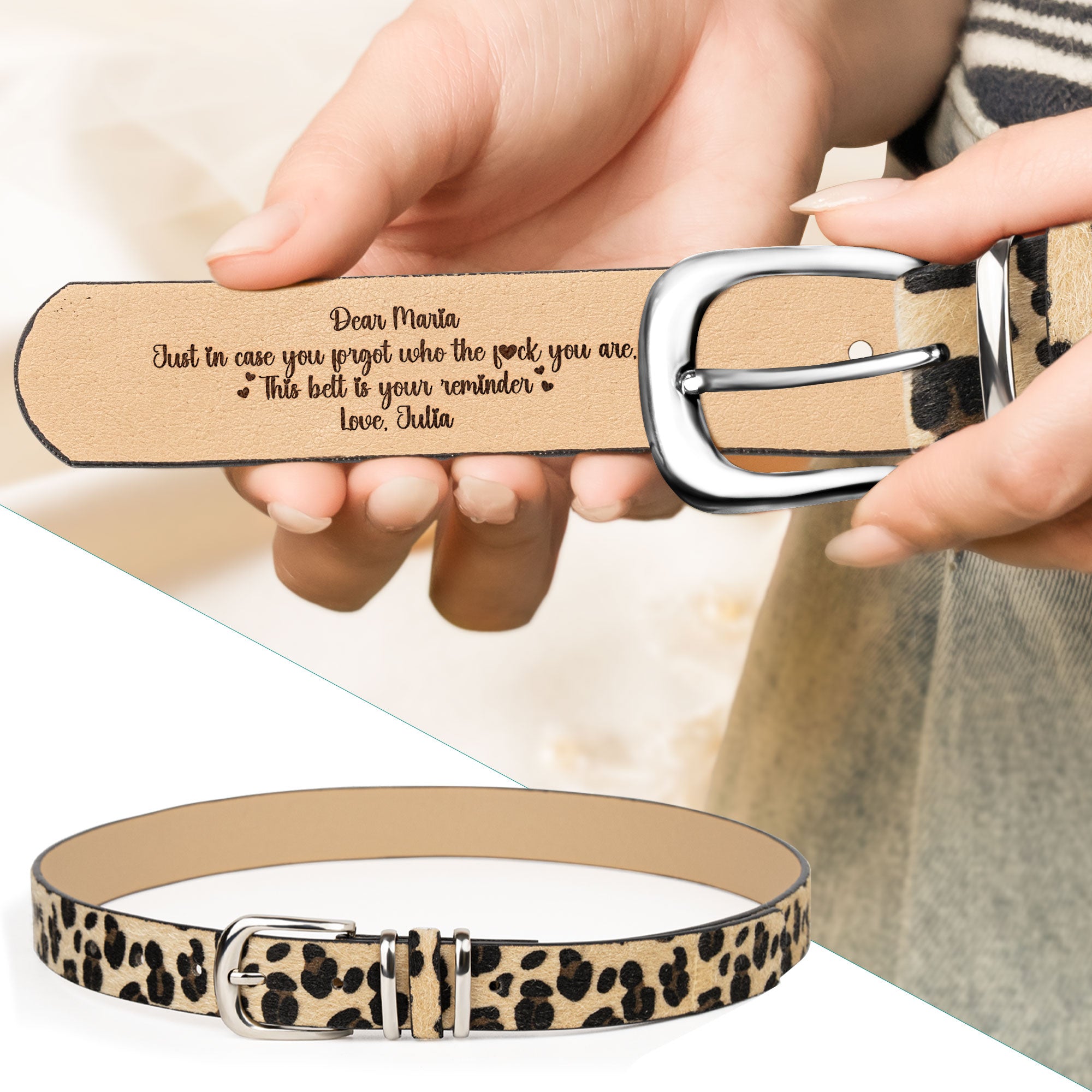 This Belt Is Your Reminder Who The F*ck You Are - Personalized Animal Print Leather Belt