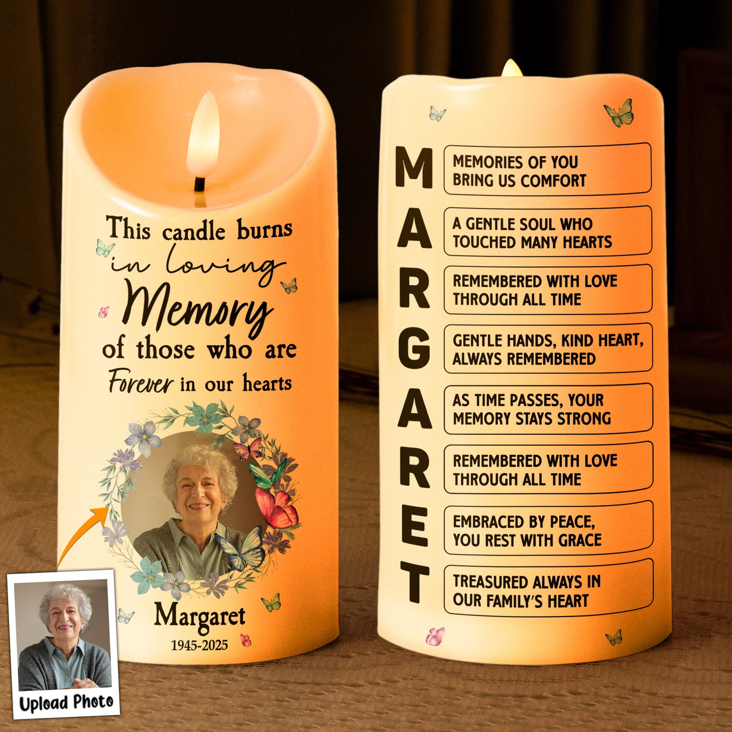 This Candle Burns In Loving Memory Memorial Candle - Personalized Photo LED Candle