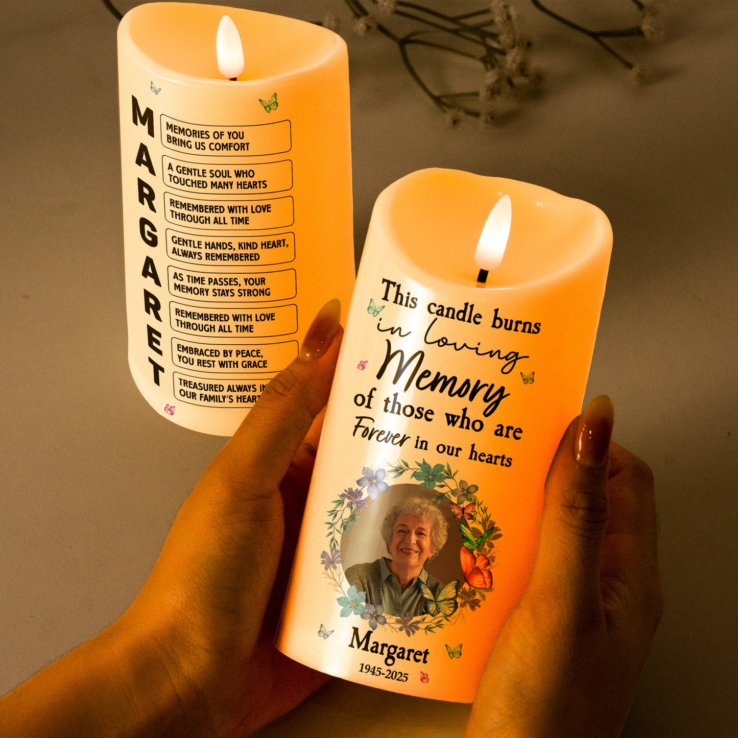 This Candle Burns In Loving Memory Memorial Candle - Personalized Photo LED Candle