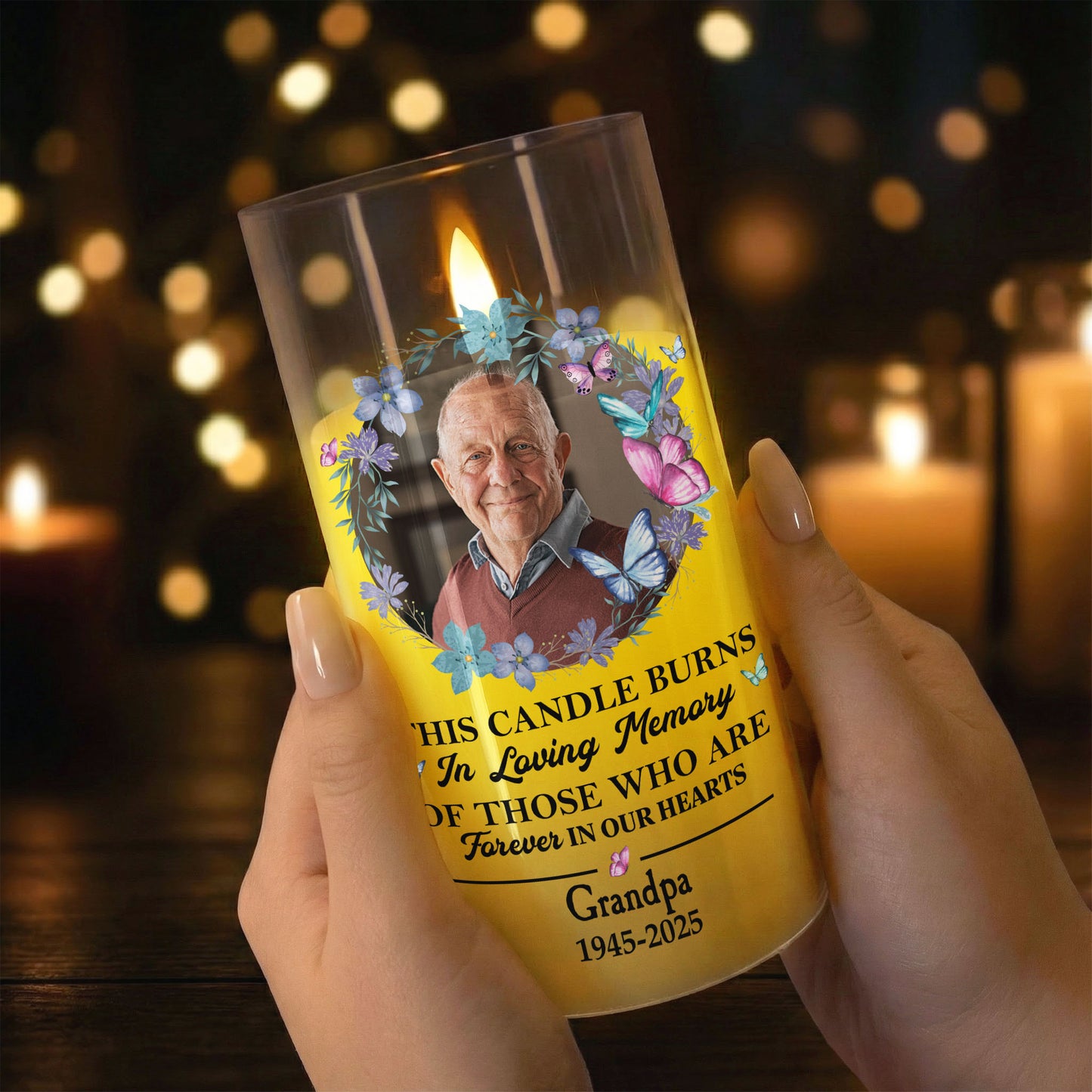 This Candle Burns In Loving Memory - Personalized Photo LED Candle Light