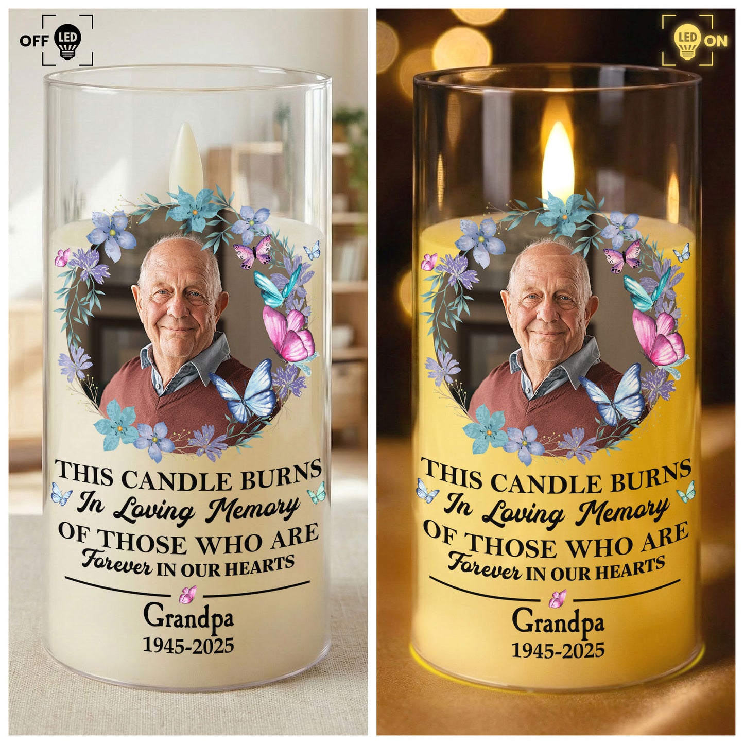 This Candle Burns In Loving Memory - Personalized Photo LED Candle Light