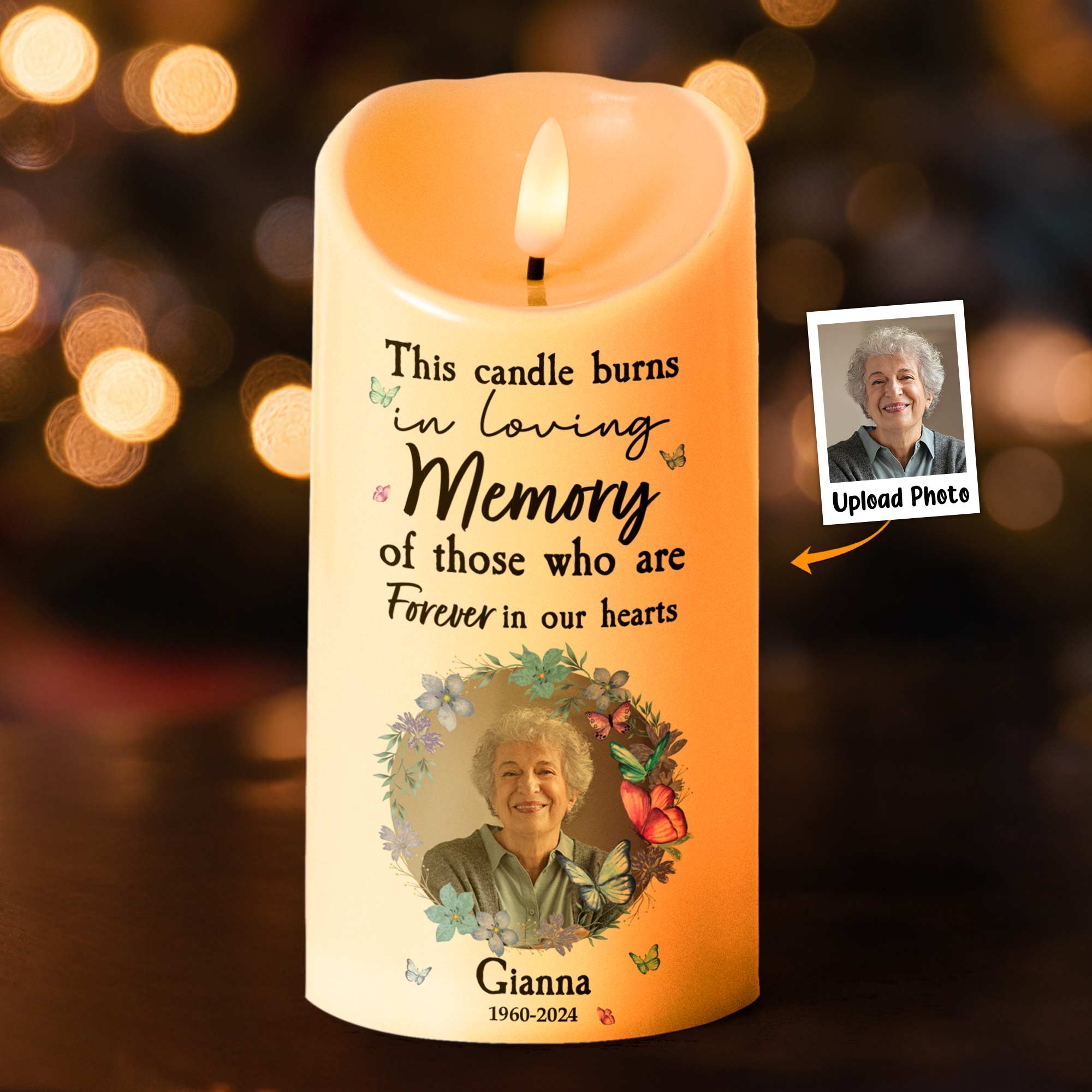 This Candle Burns In Loving Memory - Personalized Photo LED Candle