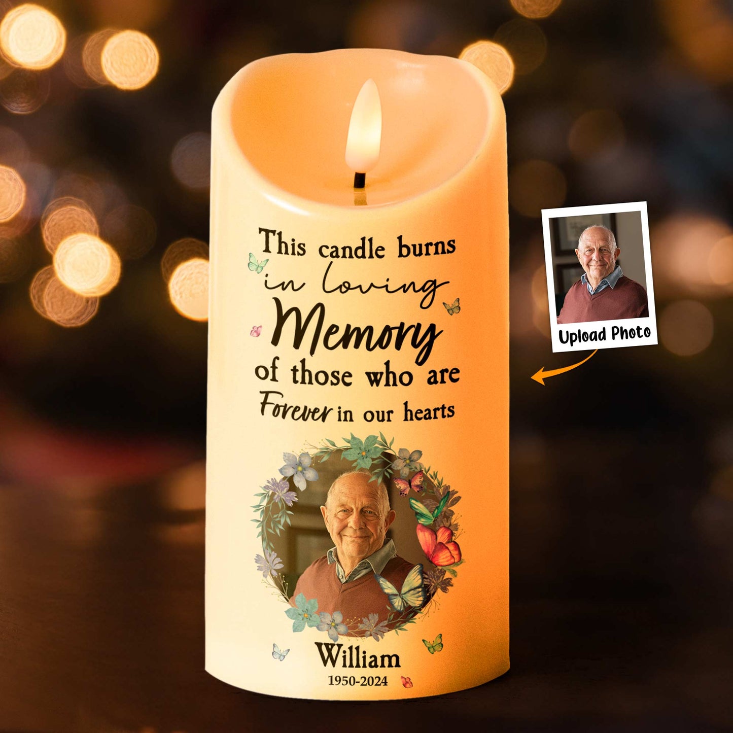 This Candle Burns In Loving Memory - Personalized Photo LED Candle