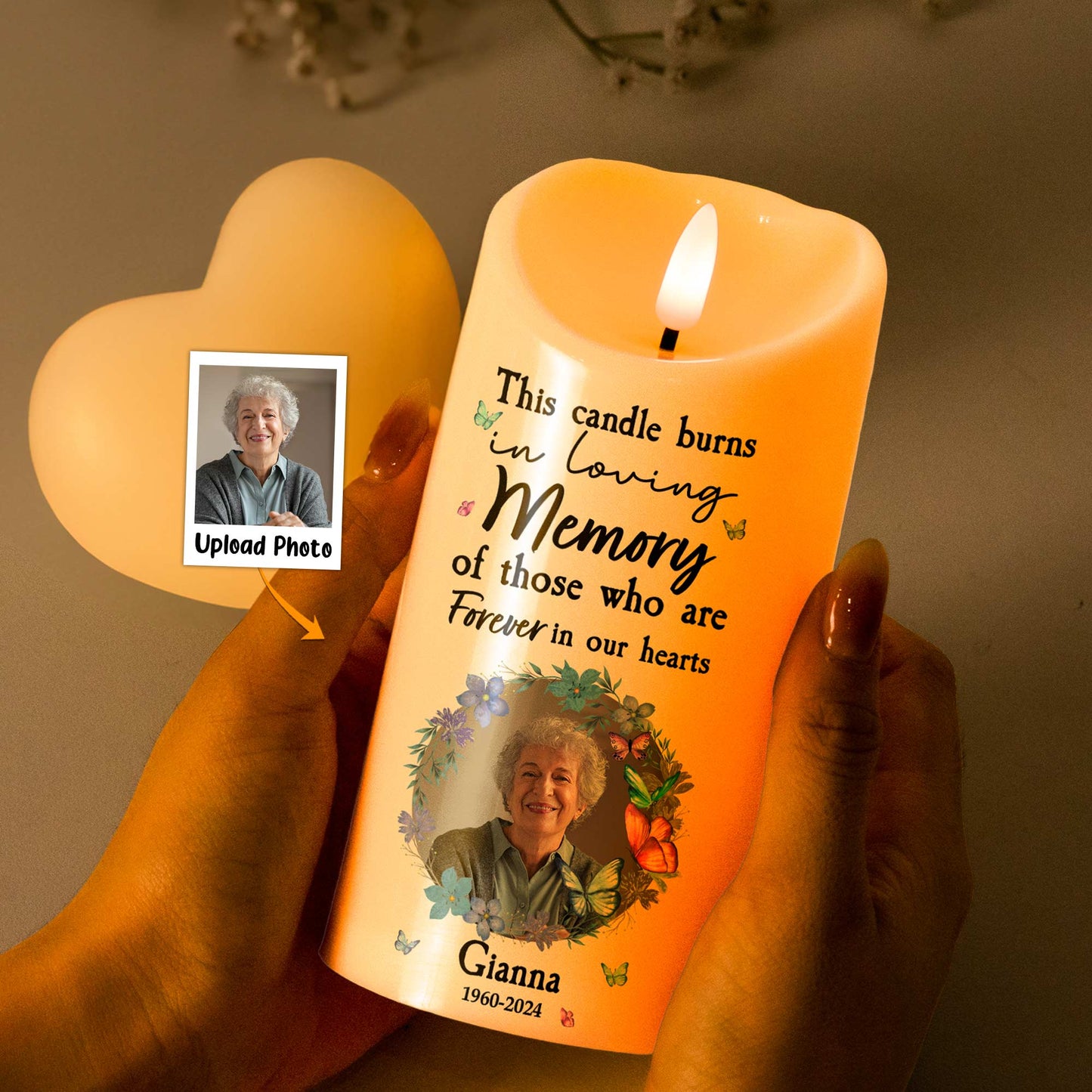 This Candle Burns In Loving Memory - Personalized Photo LED Candle