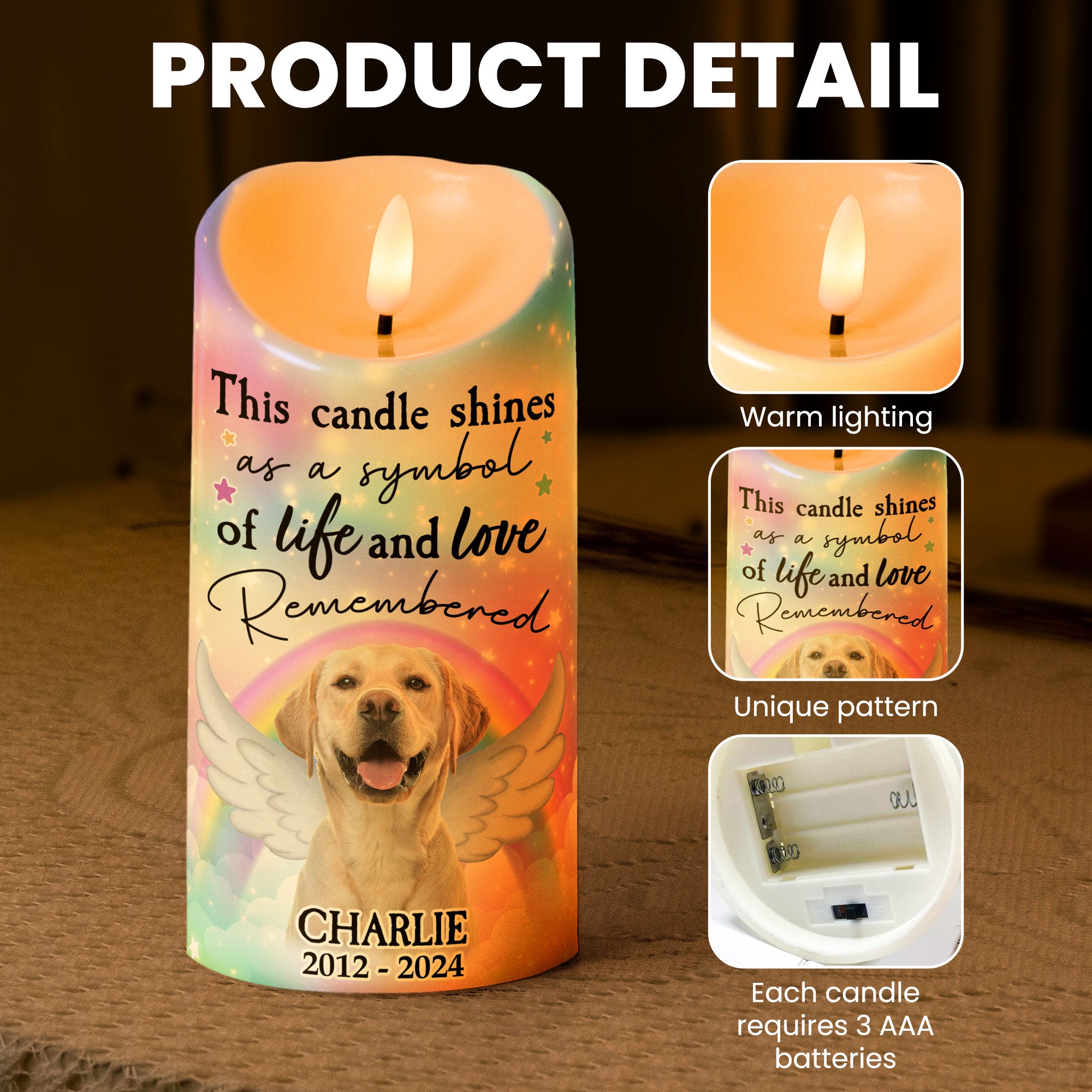 This Candle Shines As A Symbol Of Life And Love - Personalized Photo LED Candle