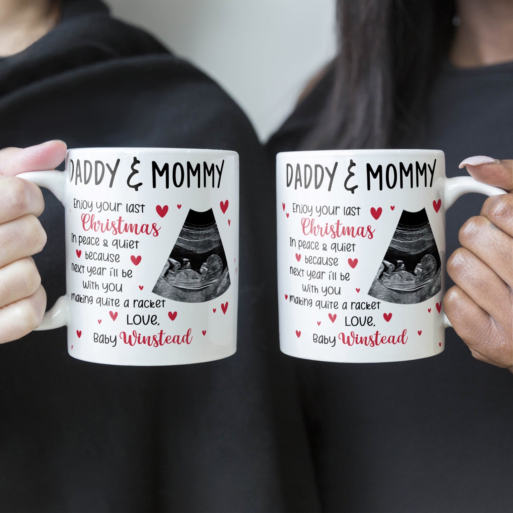 This Christmas, I'll Be Suggled Up In Mommy's Tummy - Personalized Mug - Christmas Gift For Daddy-To-Be, Father, Grandma, Grandpa, Family Members - From Baby, Bump