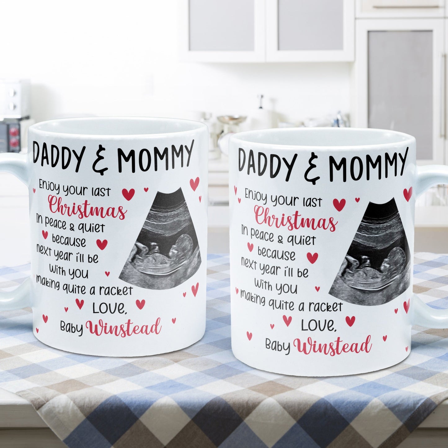 This Christmas, I'll Be Suggled Up In Mommy's Tummy - Personalized Mug - Christmas Gift For Daddy-To-Be, Father, Grandma, Grandpa, Family Members - From Baby, Bump