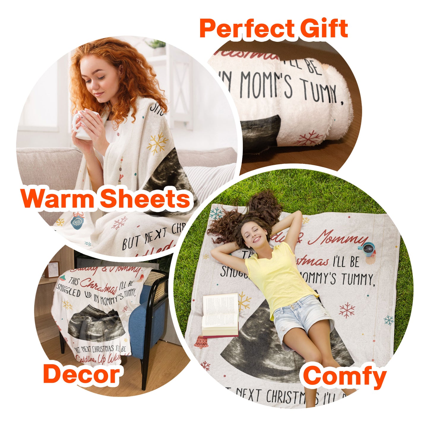 This Christmas I'll Be Snuggled Up In Mommy's Tummy - Personalized Photo Blanket