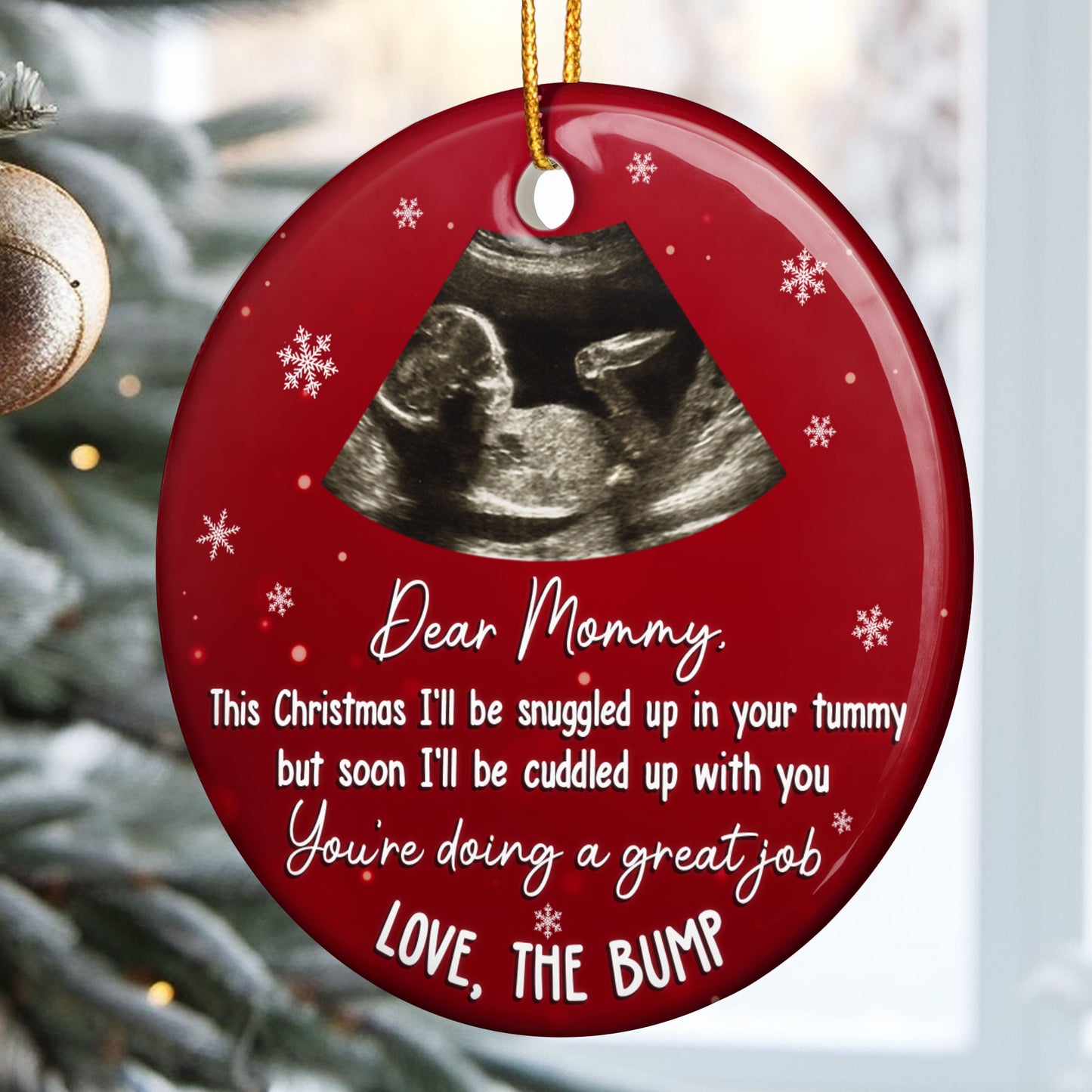 This Christmas I'll Be Snuggled - Personalized Photo Ceramic Ornament