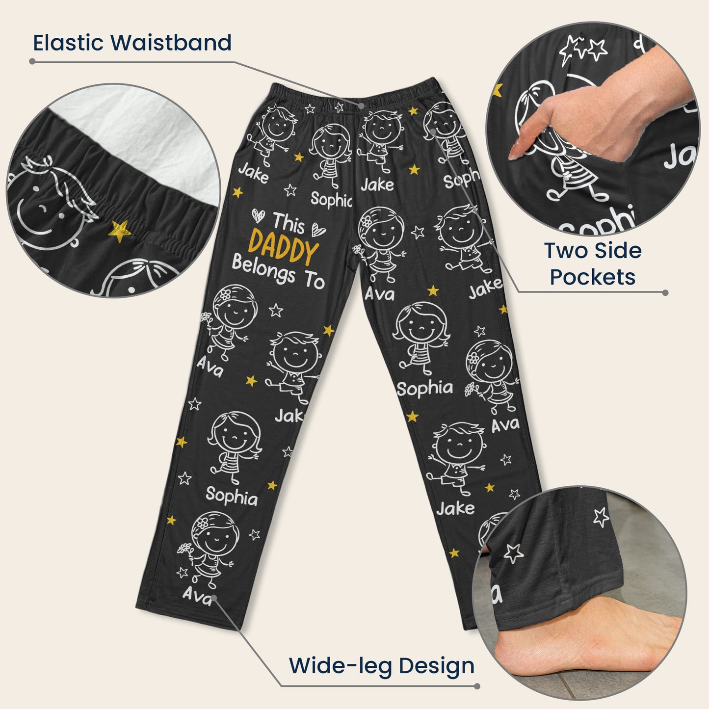 This Daddy Belongs To Doodle - Personalized Sweatpants, Lounge Pants With Pockets