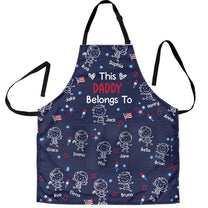 This Daddy Belongs To Independence Doodle Style - Personalized Apron