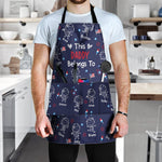 This Daddy Belongs To Independence Doodle Style - Personalized Apron
