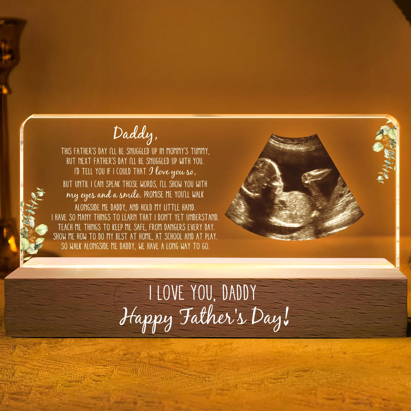 This Father's Day I'll Be Snuggled Up In Mommy's Tummy - Personalized Photo LED Night Light
