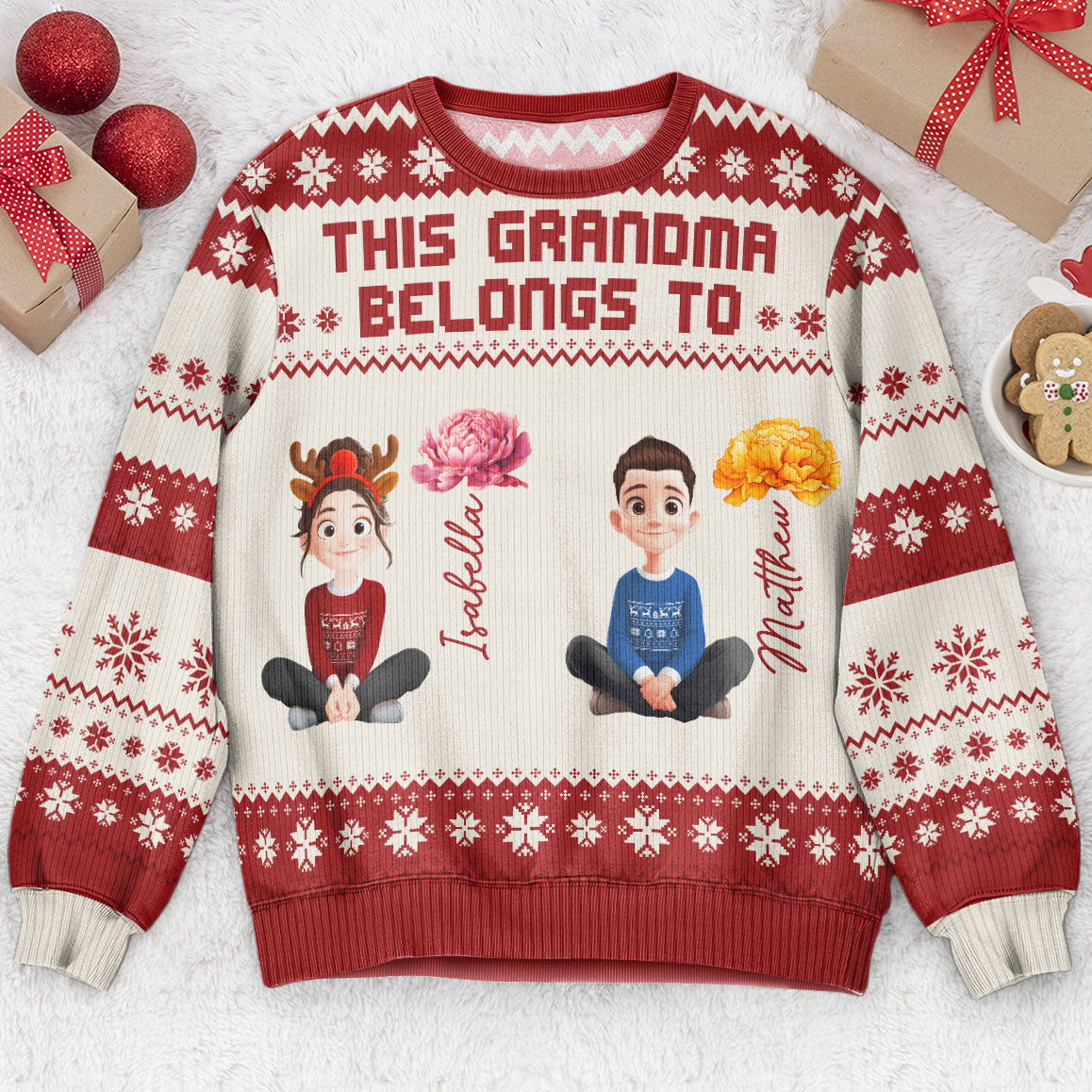 This Grandma Belongs To - 3D Cute Kids Version - Personalized Ugly Sweater