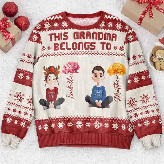 This Grandma Belongs To - 3D Cute Kids Version - Personalized Ugly Sweater