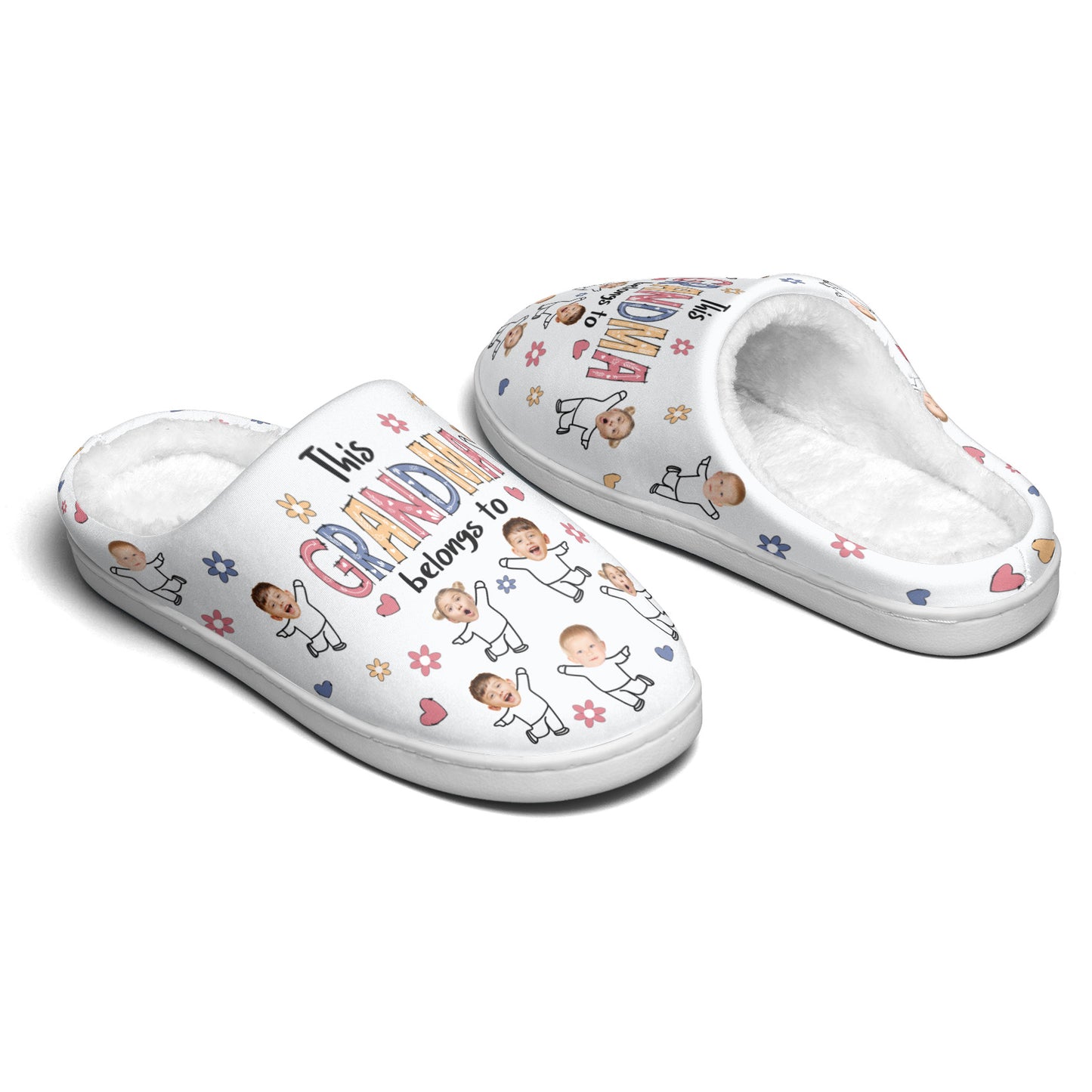 This Grandma Belongs To Custom Kid Faces - Personalized Photo Slippers