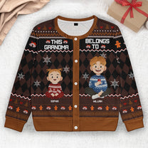 This Grandma Belongs To Gift For Her - Personalized Crewneck Cardigan