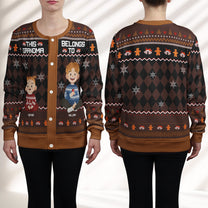 This Grandma Belongs To Gift For Her - Personalized Crewneck Cardigan