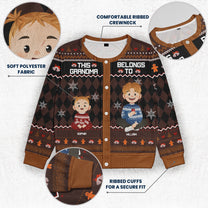 This Grandma Belongs To Gift For Her - Personalized Crewneck Cardigan