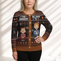 This Grandma Belongs To Gift For Her - Personalized Crewneck Cardigan