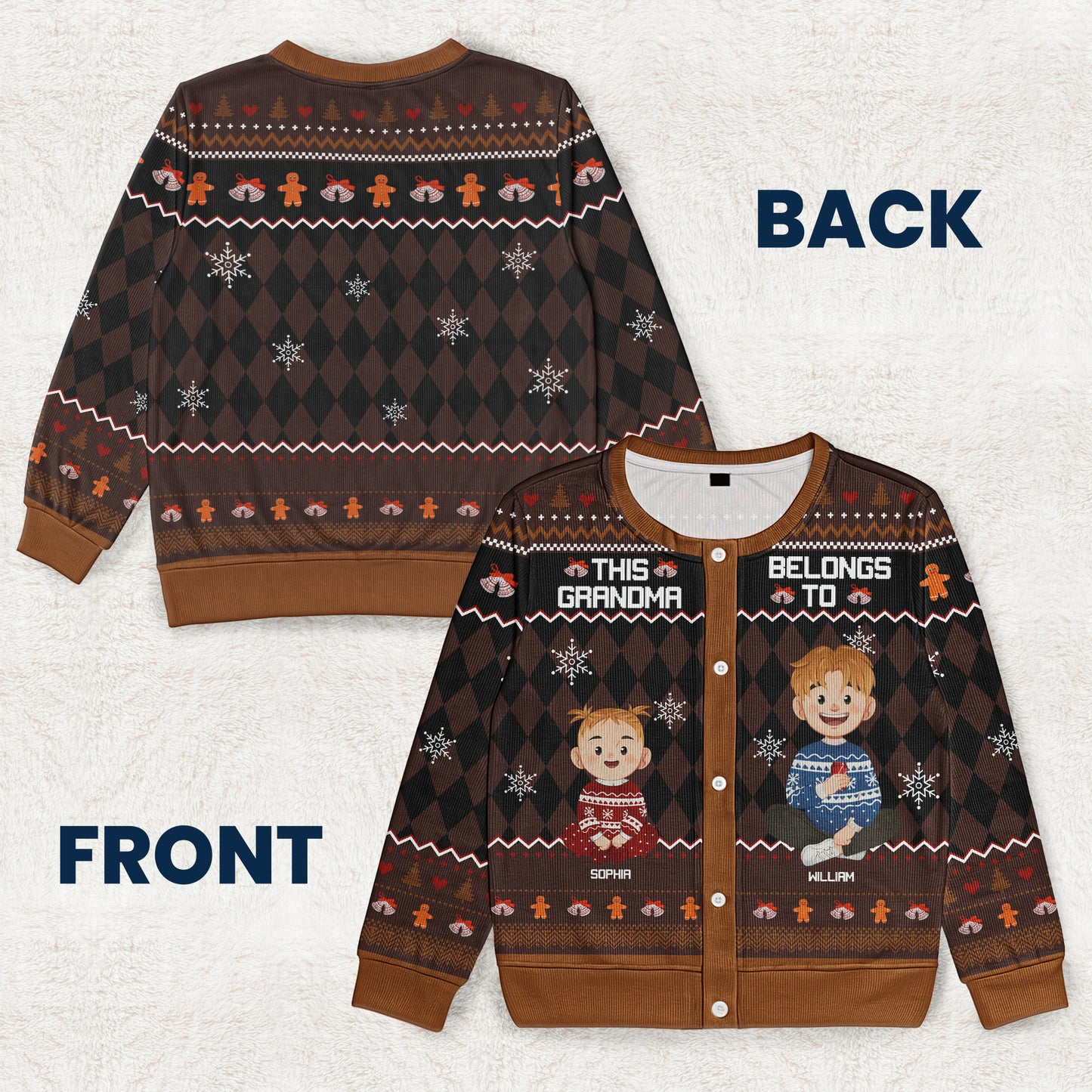 This Grandma Belongs To Gift For Her - Personalized Crewneck Cardigan