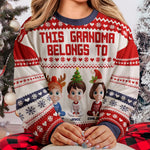 This Grandma Belongs To Grandkids - Personalized Ugly Sweater