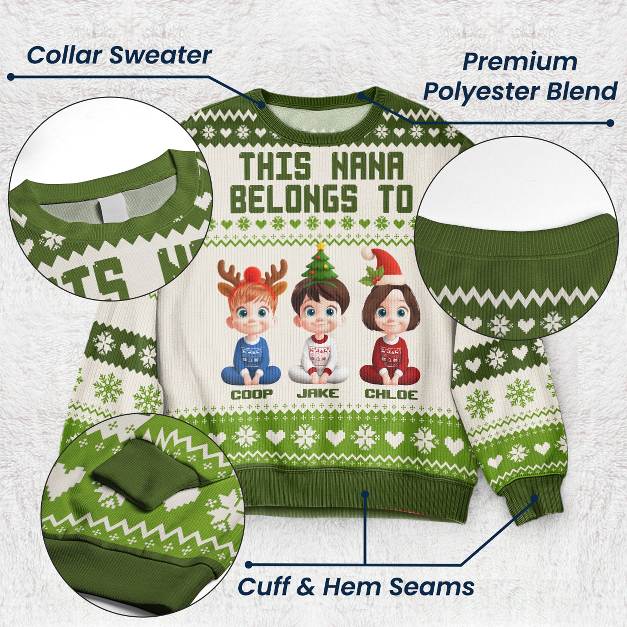 This Grandma Belongs To Grandkids - Personalized Ugly Sweater