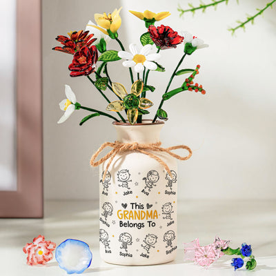 This Grandma Belongs To - Personalized Ceramic Vase (Only Vase, Flowers Excluded)