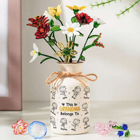 This Grandma Belongs To - Personalized Ceramic Vase (Only Vase, Flowers Excluded)
