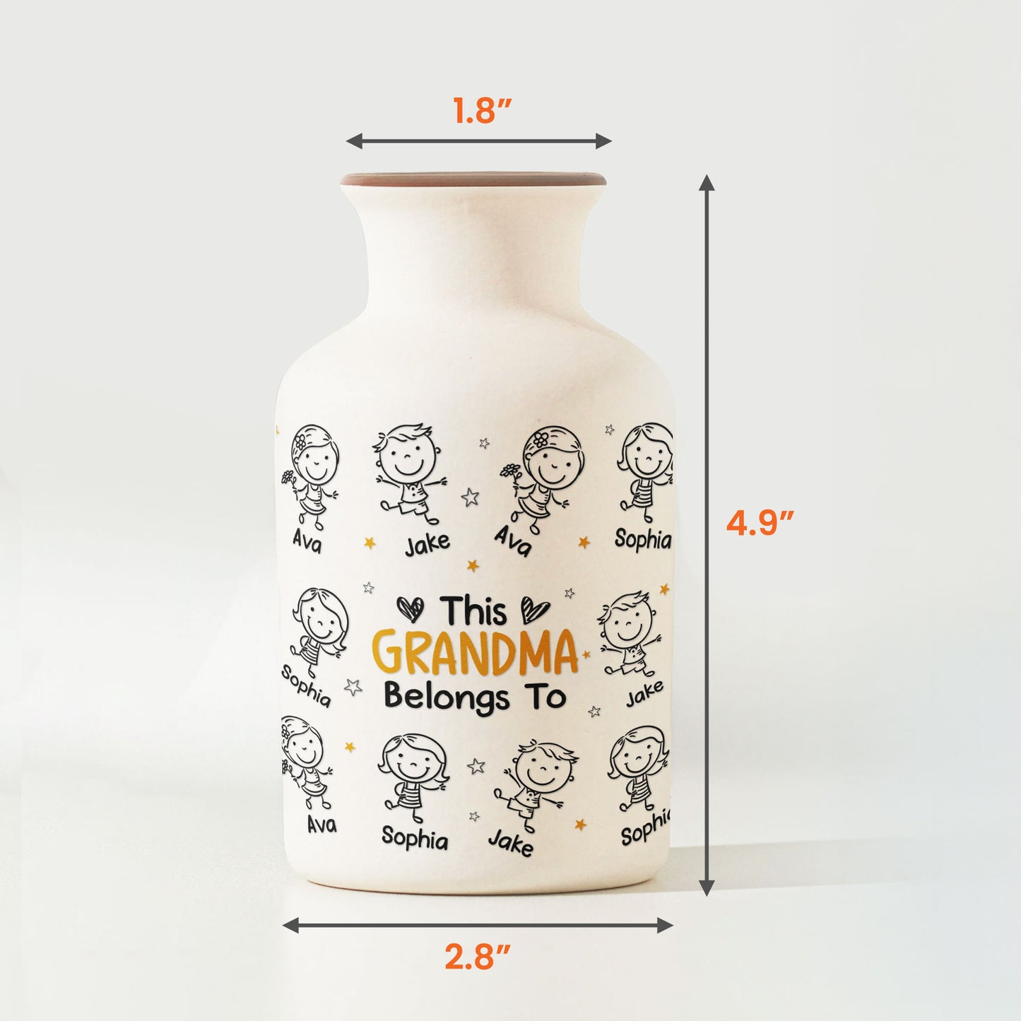 This Grandma Belongs To - Personalized Ceramic Vase (Only Vase, Flowers Excluded)
