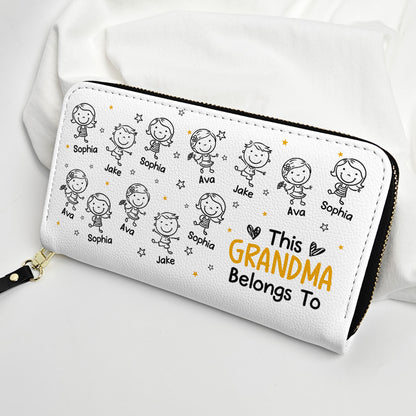 This Grandma Belongs To - Personalized Leather Long Wallet