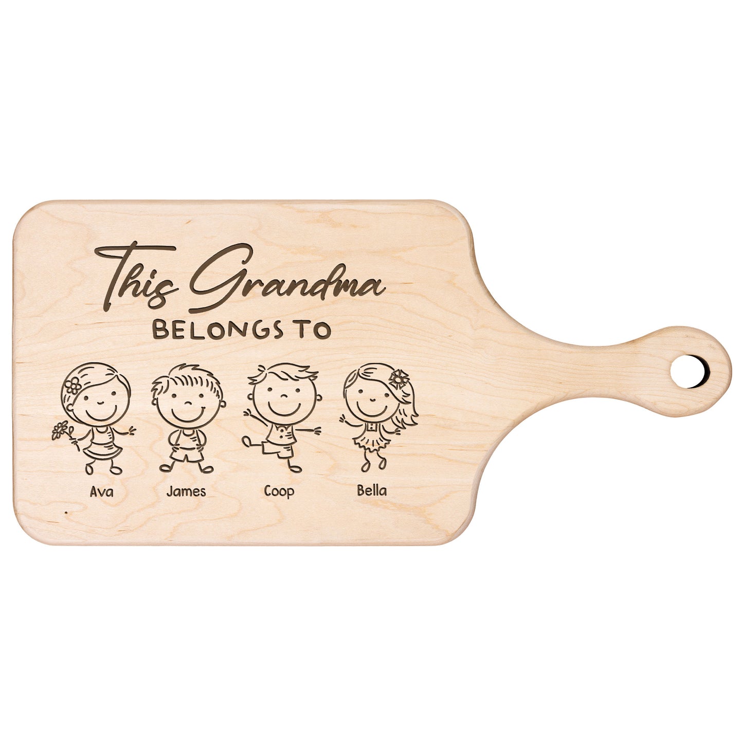 This Grandma Belongs To - Personalized Paddle Cutting Board