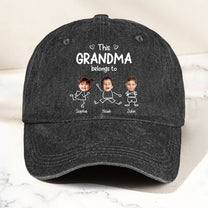 This Grandma Belongs To - Personalized Photo Distressed Denim Cap