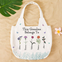 This Grandma Belongs To - Personalized Round Tote Bag