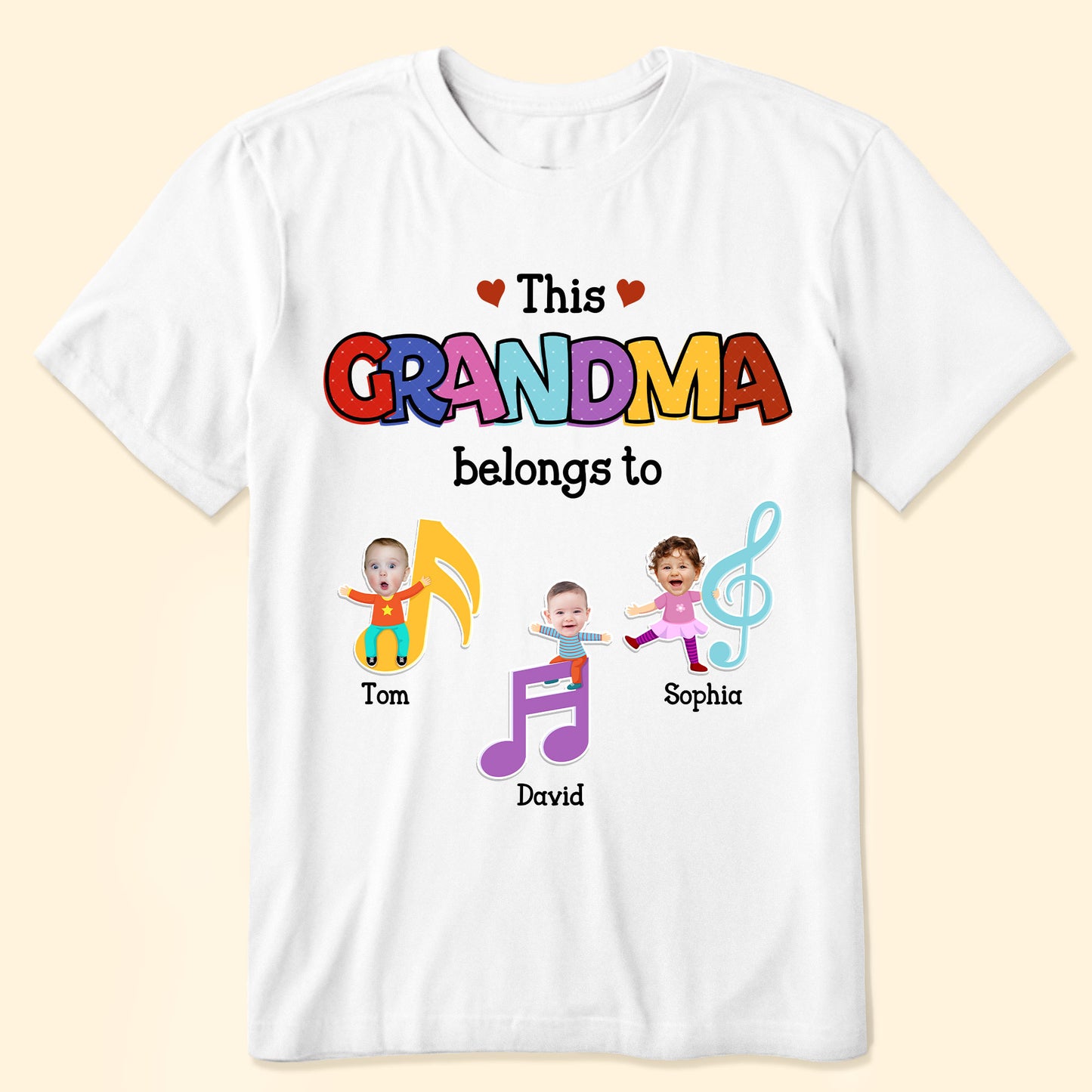 This Grandma Belongs To With Cute Music Notes - Personalized Shirt