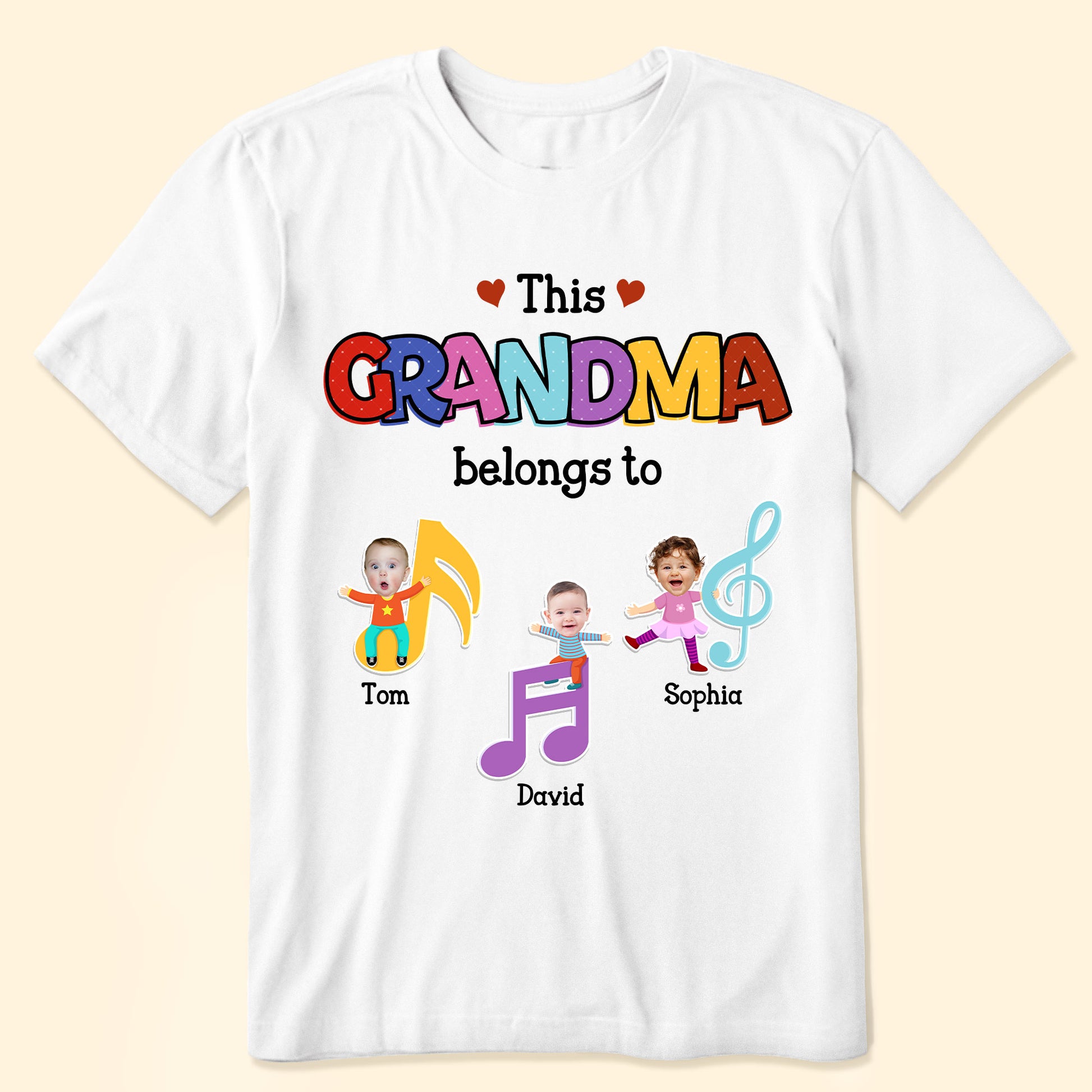 This Grandma Belongs To With Cute Music Notes - Personalized Shirt